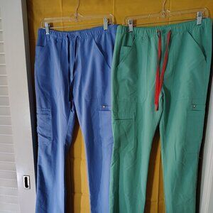 2 -Pack Figs Scrub Pants in herokee Blue and Mint Green
